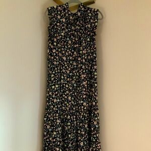 Who What Wear Black L Floral Maxi Dress Normcore Scandi Girl Classic